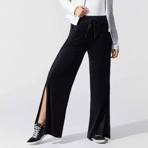 Alala Liya Wide-Leg Velour Snap-up Track Pants